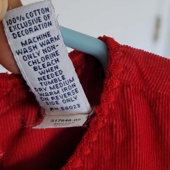 GAP Toddler girls 2T Red Floral Embroidered Corduroy Jumper Dress A-line - Picture 8 of 10